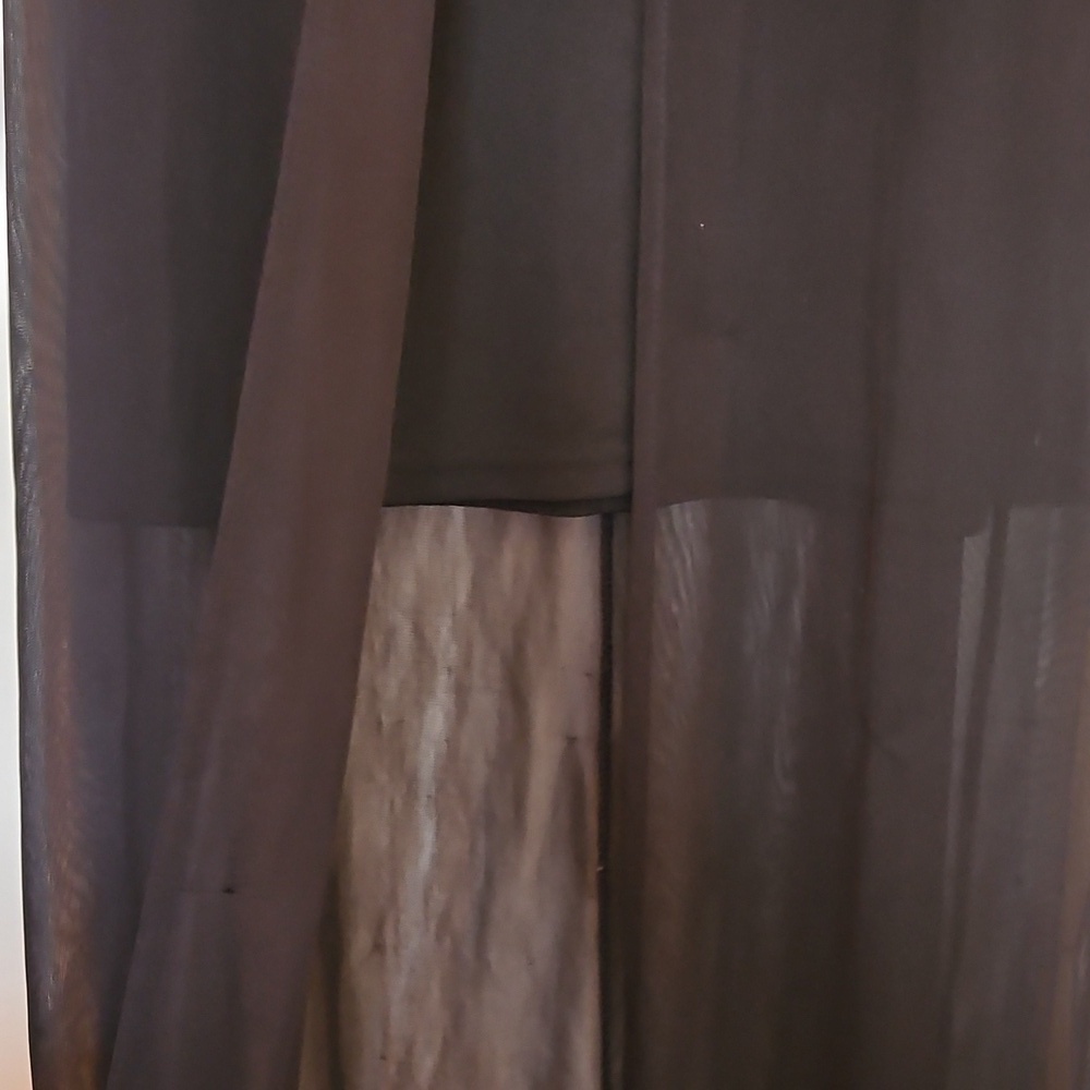 Semi-Formal Black Maxi Dress, Sheer Outer Layer, Front Slit, Sz M - Picture 8 of 13
